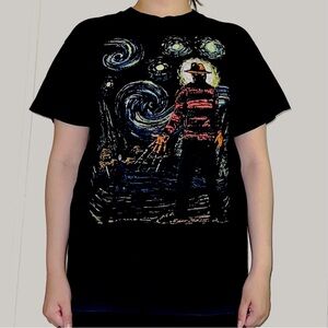Freddy Krueger Starry Night black tshirt.